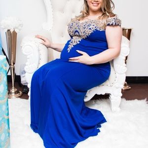 royal blue and gold dress for baby shower